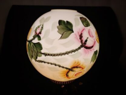 Vintage 9.5" Hand Painted Roses/Floral Parlor Banquet Lamp Globe Shade Gradient - Image 20