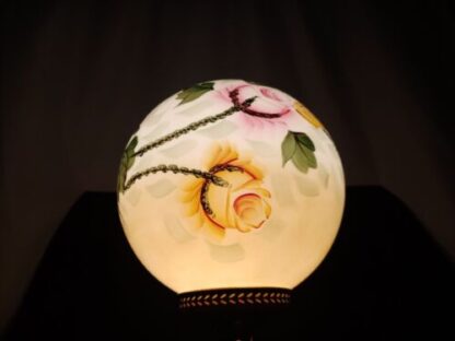 Vintage 9.5" Hand Painted Roses/Floral Parlor Banquet Lamp Globe Shade Gradient - Image 23