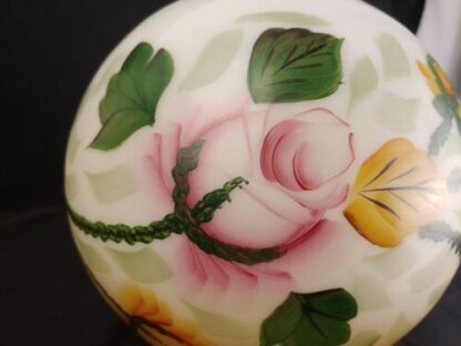 Vintage 9.5" Hand Painted Roses/Floral Parlor Banquet Lamp Globe Shade Gradient - Image 9