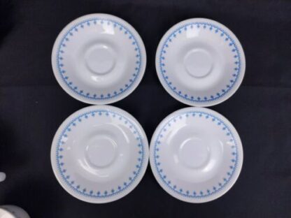 VTG Corelle Blue Snowflake Garland Set Of 4 Coffee Tea Cups & Saucers 8 Piece - Image 8