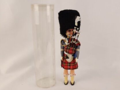 VTG 8.5" Scottish Doll Tartan Bagpipes Kilt Sleepy Eyes Hard Plastic In Tube Blk - Image 3