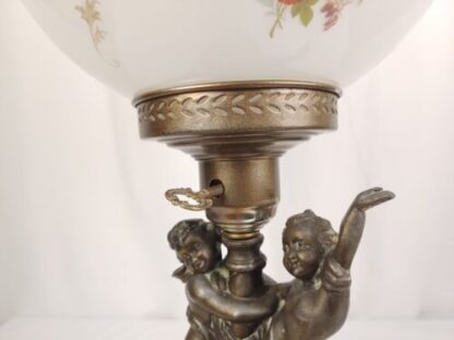 Vintage 24" Cherub Floral Gone With The Wind Style Table Parlor Lamp Glass Globe - Image 11