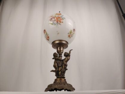 Vintage 24" Cherub Floral Gone With The Wind Style Table Parlor Lamp Glass Globe - Image 5