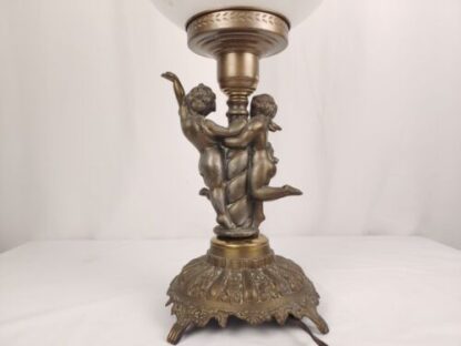 Vintage 24" Cherub Floral Gone With The Wind Style Table Parlor Lamp Glass Globe - Image 8