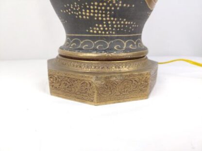 Vintage/Antique 22" Meiji Period Satsuma Vase Moriage Immortals Table Lamp Gold - Image 11