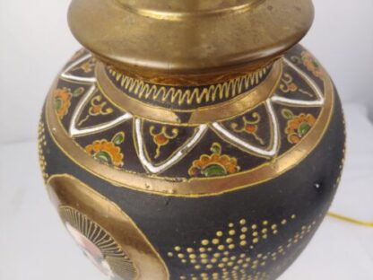 Vintage/Antique 22" Meiji Period Satsuma Vase Moriage Immortals Table Lamp Gold - Image 13