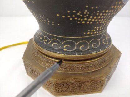 Vintage/Antique 22" Meiji Period Satsuma Vase Moriage Immortals Table Lamp Gold - Image 17