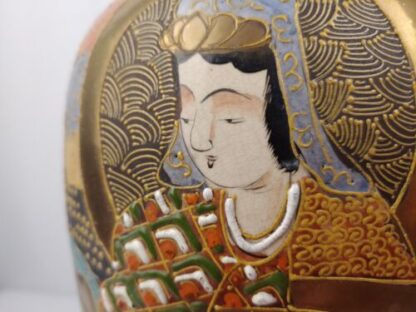 Vintage/Antique 22" Meiji Period Satsuma Vase Moriage Immortals Table Lamp Gold - Image 19