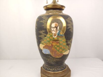 Vintage/Antique 22" Meiji Period Satsuma Vase Moriage Immortals Table Lamp Gold - Image 8