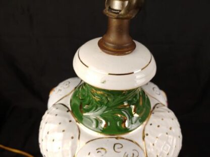 VTG 20" Capodimonte Style Cherub Porcelain Lamp White Green Swirl Dolphin Base - Image 18