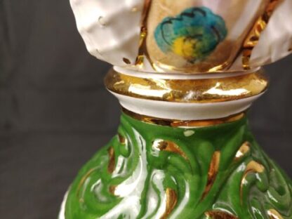 VTG 20" Capodimonte Style Cherub Porcelain Lamp White Green Swirl Dolphin Base - Image 22