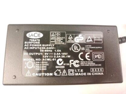 Lacie 706479 AC Power Supply Adapter 12V 2.2A 26.4W 4 Pin - TESTED & WORKING - Image 2