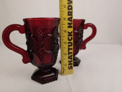 Avon 1876 Cape Cod Collection Ruby Red Glassware Foot Pedestal Mugs Set of 2 - Image 2