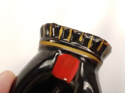 Vintage Ceramic Hand Ashtray Japan Black Glaze, Red & Gold Mini Pottery Deco - Image 11