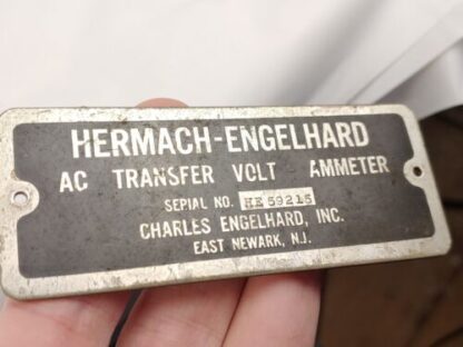 Vintage Brass Badge Plate For Hermach-Englehard AC Transfer Volt Ammeter Charles - Image 5