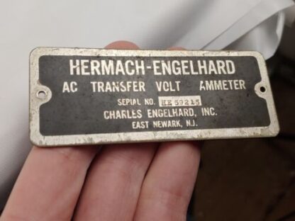 Vintage Brass Badge Plate For Hermach-Englehard AC Transfer Volt Ammeter Charles - Image 6