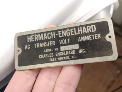 Vintage Brass Badge Plate For Hermach-Englehard AC Transfer Volt Ammeter Charles - Image 7