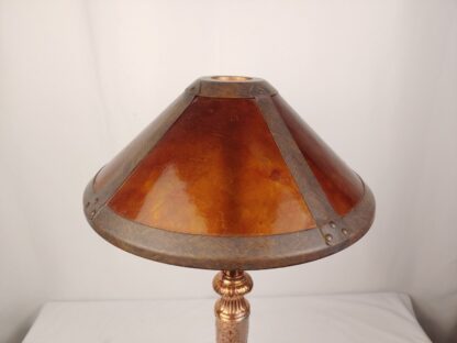 Damaged Arts & Crafts Reproduction Lamp Shade Amber Mica Mission 1-5/8 Fitter