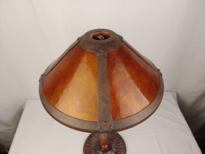 Damaged Arts & Crafts Reproduction Lamp Shade Amber Mica Mission 1-5/8 Fitter - Image 4