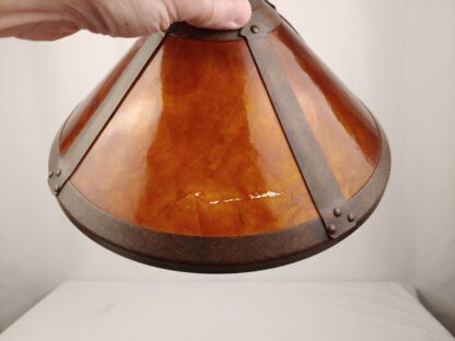 Damaged Arts & Crafts Reproduction Lamp Shade Amber Mica Mission 1-5/8 Fitter - Image 8