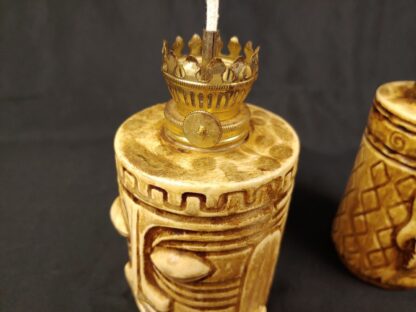 Vintage Westwood Set of 2 Ceramic Tiki Oil Kerosene Lamps w/Chimneys Japan Moai - Image 10