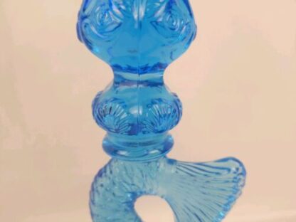 Pair of Metropolitan Museum MMA Sandwich Glass Dolphin Candlesticks Koi Blue - Image 15