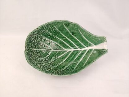Vintage Secla Portugal Pottery Majolica Large Green Cabbage Leaf Salad Bowl ~12”