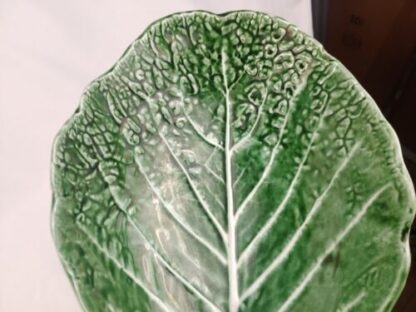 Vintage Secla Portugal Pottery Majolica Large Green Cabbage Leaf Salad Bowl ~12” - Image 10