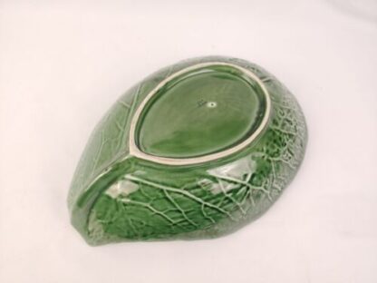 Vintage Secla Portugal Pottery Majolica Large Green Cabbage Leaf Salad Bowl ~12” - Image 2