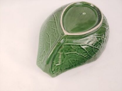 Vintage Secla Portugal Pottery Majolica Large Green Cabbage Leaf Salad Bowl ~12” - Image 4