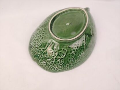 Vintage Secla Portugal Pottery Majolica Large Green Cabbage Leaf Salad Bowl ~12” - Image 5