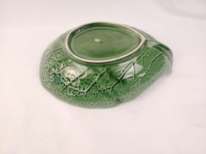 Vintage Secla Portugal Pottery Majolica Large Green Cabbage Leaf Salad Bowl ~12” - Image 6