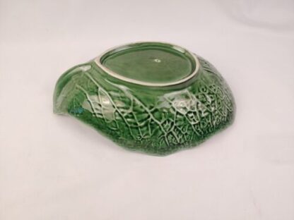 Vintage Secla Portugal Pottery Majolica Large Green Cabbage Leaf Salad Bowl ~12” - Image 7