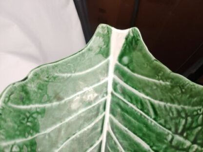 Vintage Secla Portugal Pottery Majolica Large Green Cabbage Leaf Salad Bowl ~12” - Image 9