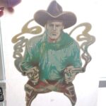 Vintage T-shirt Transfer - American Cowboy w/Revolvers Hat Western Wear Guns