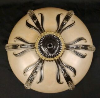 VTG 12" Ornate Embossed Art Deco Peach Glass Ceiling Lamp Shade Floral Nouveau