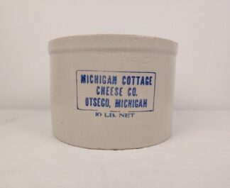 Antique Michigan Cottage Cheese Co. Otsego Michigan Advertising Crock CRACKED