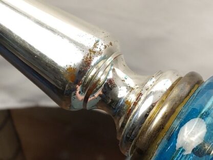 VTG 19" Pair of 2 Mid Century Modern Blue Glass Table Lamps Marble Base Gold - Image 22