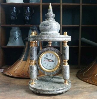 VTG Stone/Marble Clock Mantel/Desk Giftware Vaporwave Executive Neoclassical