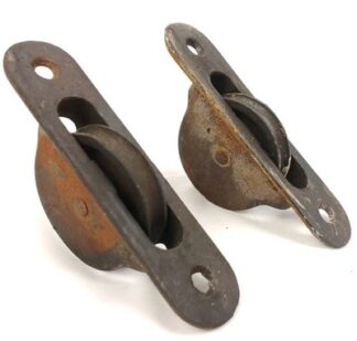 VTG/Antique Lot of 2 Cast Iron Window Sash Rope Pulleys 4 1/8" x 1", 3 1/4" Hole