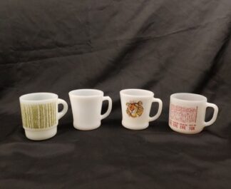 VTG lot of 4 Coffee Mugs Fire King Federal Glass Milk Exxon D & C Handle No Evil