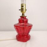 VTG MCM Ruby Red Translucent Glass Body Lamp 9.5" Nightstand Boudoir Woolworth