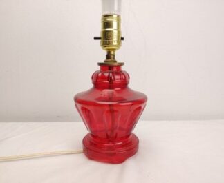 VTG MCM Ruby Red Translucent Glass Body Lamp 9.5" Nightstand Boudoir Woolworth