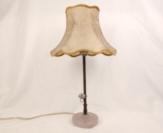 VTG/Antique Art Deco Purple Glass Lamp Enamel Flower Rayon Shade Victorian Style