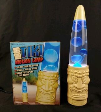 Beige & Blue Tiki Liquid Motion Lamp Lava Idol Totem Bar Retro Lighting