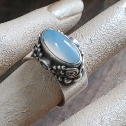 Sajen Sterling Silver 925 Moonstone Ring Size 9.5 Open Back Band 16.86g