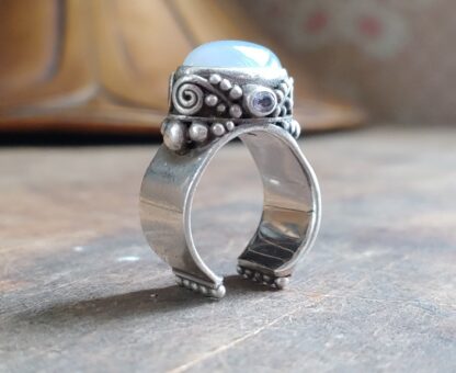 Sajen Sterling Silver 925 Moonstone Ring Size 9.5 Open Back Band 16.86g - Image 13