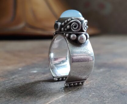 Sajen Sterling Silver 925 Moonstone Ring Size 9.5 Open Back Band 16.86g - Image 14
