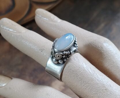 Sajen Sterling Silver 925 Moonstone Ring Size 9.5 Open Back Band 16.86g - Image 4