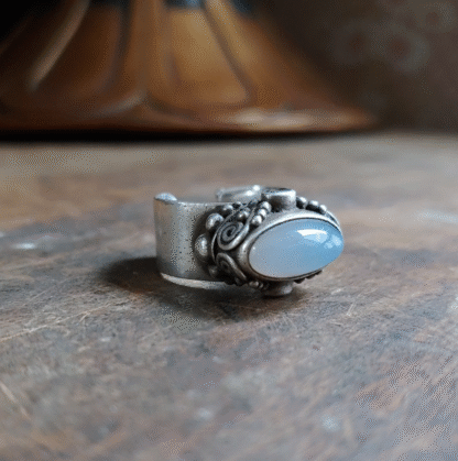 Sajen Sterling Silver 925 Moonstone Ring Size 9.5 Open Back Band 16.86g - Image 6